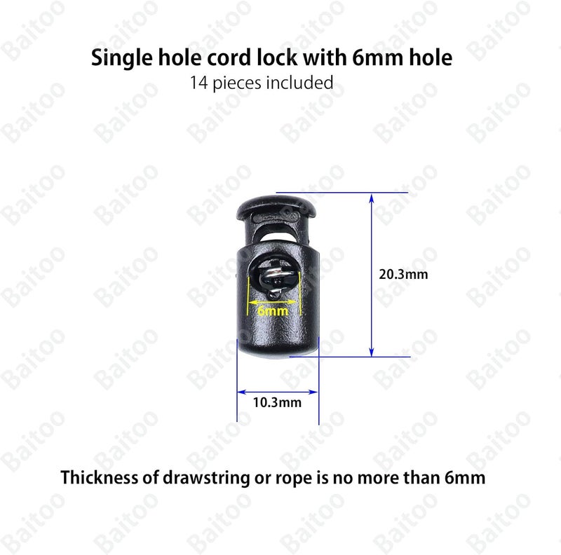 Baitoo Toggles for Drawstrings,Double and Single Hole Spring Cord Locks Toggles Cord Plastic Ends Stopper for Paracord Rope - Image 2